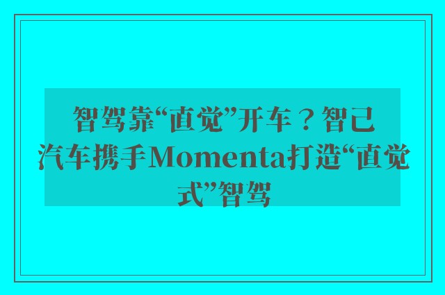 智驾靠“直觉”开车？智己汽车携手Momenta打造“直觉式”智驾