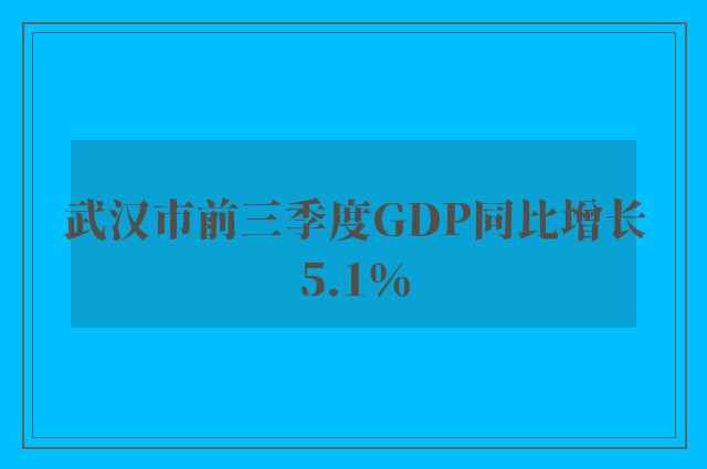 武汉市前三季度GDP同比增长5.1％