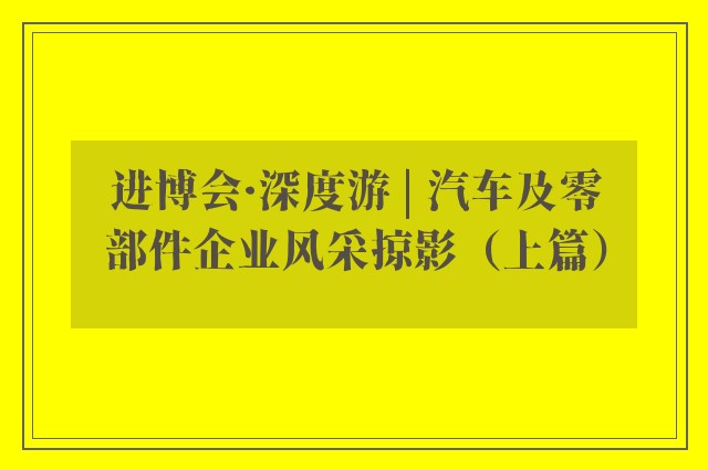 进博会·深度游 | 汽车及零部件企业风采掠影（上篇）