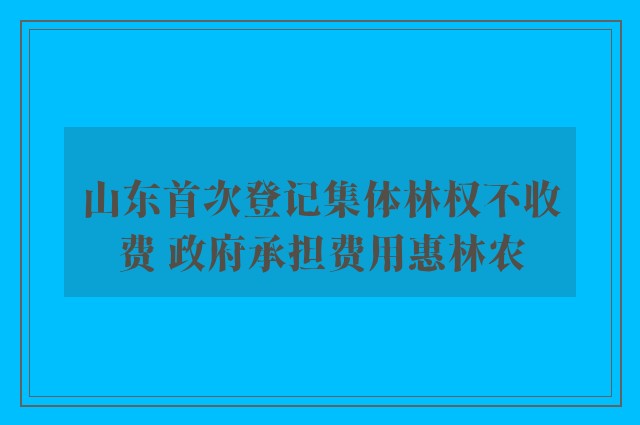 山东首次登记集体林权不收费 政府承担费用惠林农