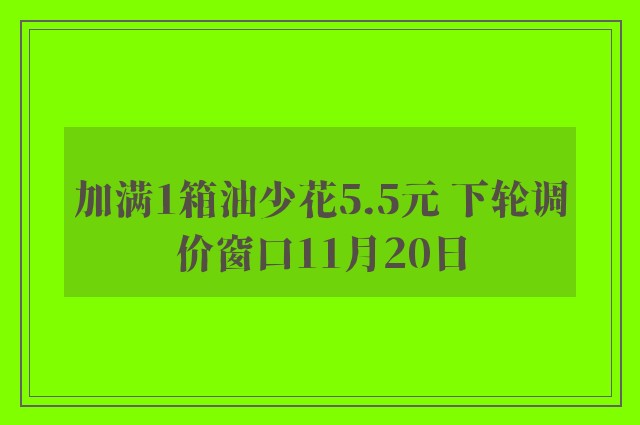 加满1箱油少花5.5元 下轮调价窗口11月20日