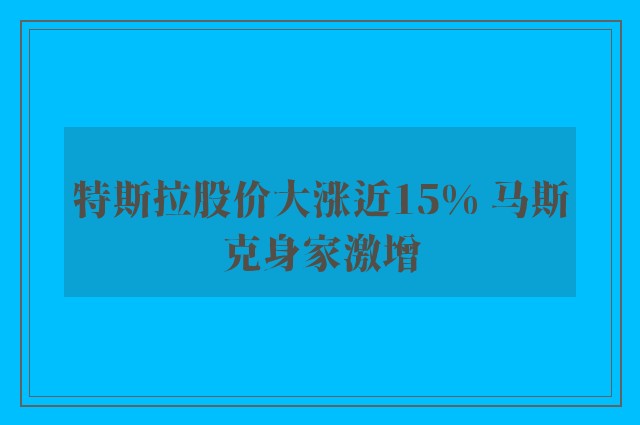 特斯拉股价大涨近15% 马斯克身家激增