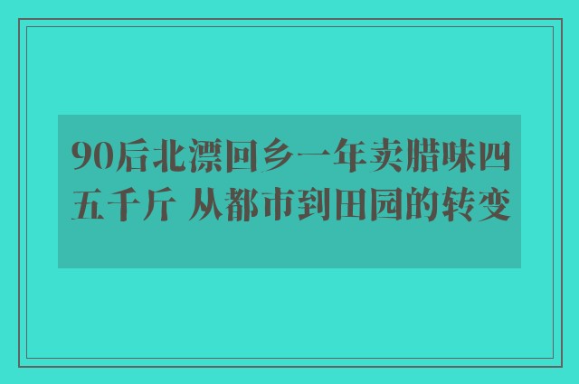 90后北漂回乡一年卖腊味四五千斤 从都市到田园的转变