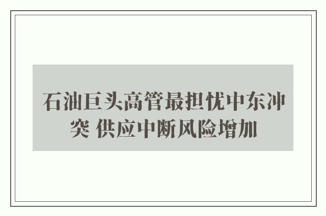 石油巨头高管最担忧中东冲突 供应中断风险增加