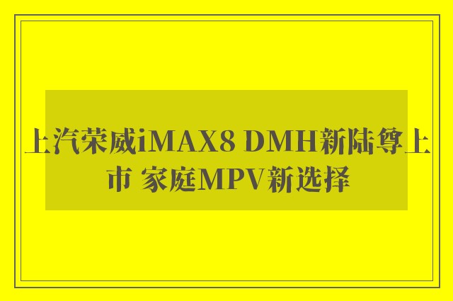 上汽荣威iMAX8 DMH新陆尊上市 家庭MPV新选择