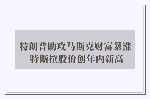 特朗普助攻马斯克财富暴涨 特斯拉股价创年内新高