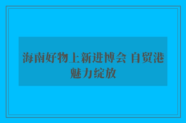 海南好物上新进博会 自贸港魅力绽放