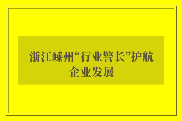 浙江嵊州“行业警长”护航企业发展