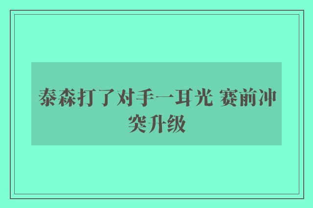 泰森打了对手一耳光 赛前冲突升级