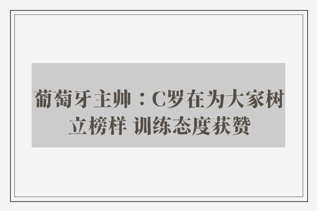 葡萄牙主帅：C罗在为大家树立榜样 训练态度获赞