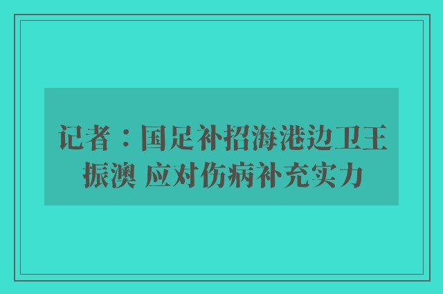 记者：国足补招海港边卫王振澳 应对伤病补充实力