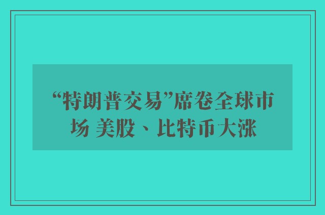 “特朗普交易”席卷全球市场 美股、比特币大涨