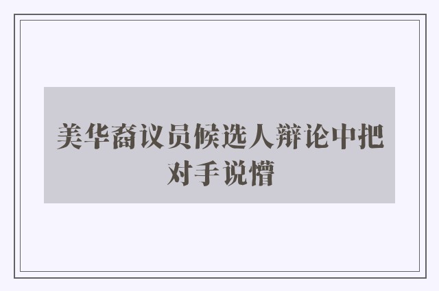 美华裔议员候选人辩论中把对手说懵